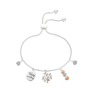 Shine Family is Everything Crystal Tree and Heart Bolo Bracelet