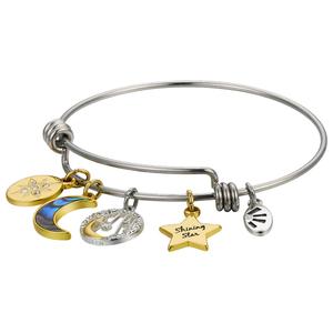 Shine Shining Star Crystal Flower & Abalone Moon Bangle Bracelet alternate view