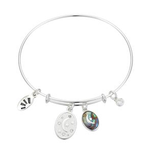 Shine I Love You Abalone and CZ Bezel Bracelet