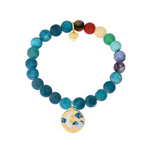 Shine Multi Color Moon Beaded CZ Stretch Bracelet