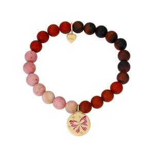 Shine Pink Butterfly Beaded CZ Stretch Bracelet