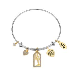 Shine Family is Love Crystal Heart & Tree Bezel Bangle Bracelet