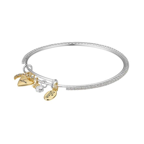 Shine Two-Tone Moon/Heart/Star Bangle Charm Bracelet alternate view