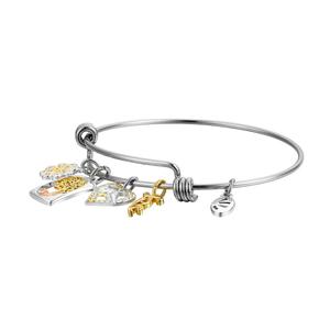 Shine Fine Silver Plated Family Tree Charm Bangle Bracelet alternate view