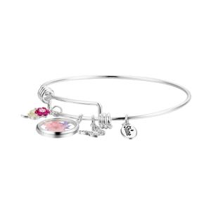 Shine Fine Silver Plated CZ Flower/Butterfly/Flower Bracelet alternate view