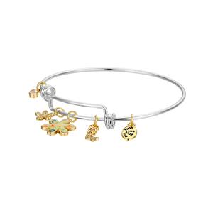 Shine CZ Butterfly/Flower Sisters Adjustable Bangle Bracelet alternate view