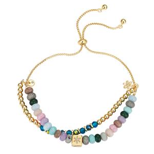 Shine Multi Color Stone Bloom Flower Beaded Adjustable Bracelet
