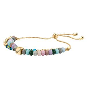 Shine Multi Color Stone Bloom Flower Beaded Adjustable Bracelet alternate view