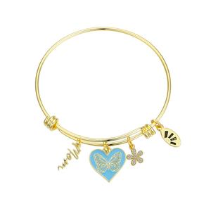 Shine 14kt. Gold Plated CZ Flower & Butterfly Heart Mom Bracelet