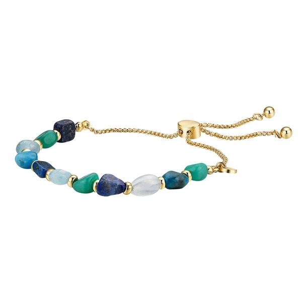 Shine 14kt. Gold Flash Plated Multi Blue Stone Bolo Bracelet alternate view