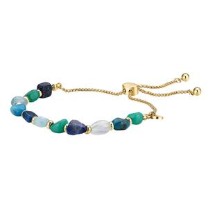 Shine 14kt. Gold Flash Plated Multi Blue Stone Bolo Bracelet alternate view