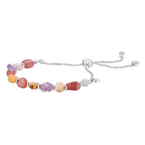 Shine Fine Silver Plated over brass Pink Stone Bolo Bracelet alternate view