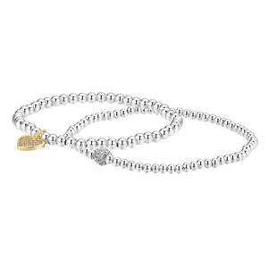 Shine Crystal Fireball & CZ Heart Beaded Stretch Bracelet alternate view