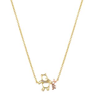 Shine Disney CZ Winnie the Pooh & Piglet Pendant Necklace