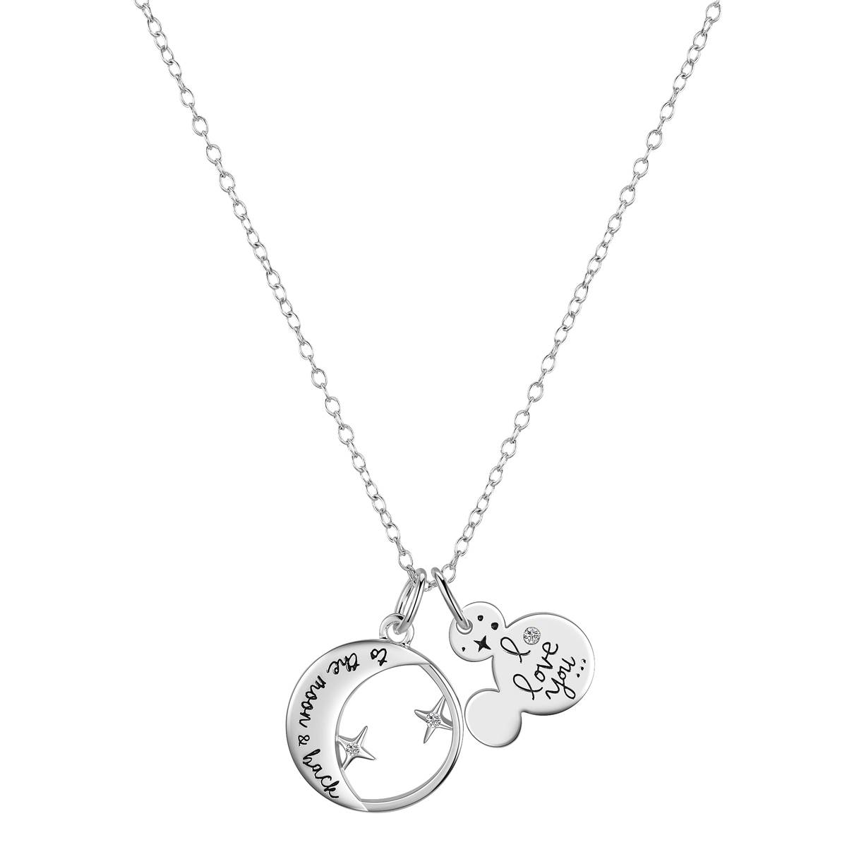 Shine Fine Silver Plated Crystal Mickey Mouse Pendant Necklace