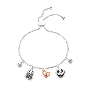 Shine Disney CZ Nightmare Before Christmas Jack & Sally Bracelet