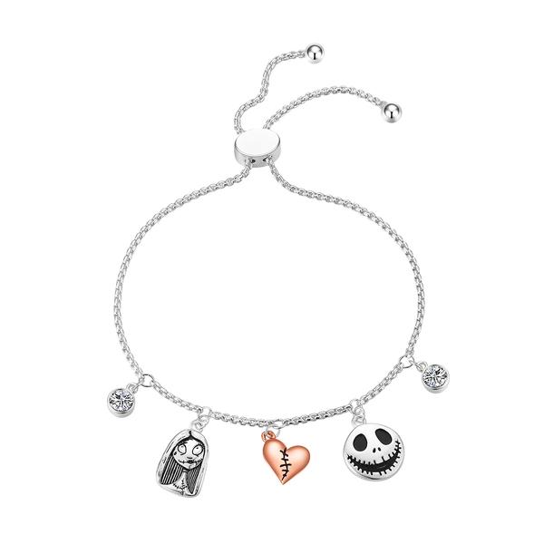 Shine Disney CZ Nightmare Before Christmas Jack & Sally Bracelet