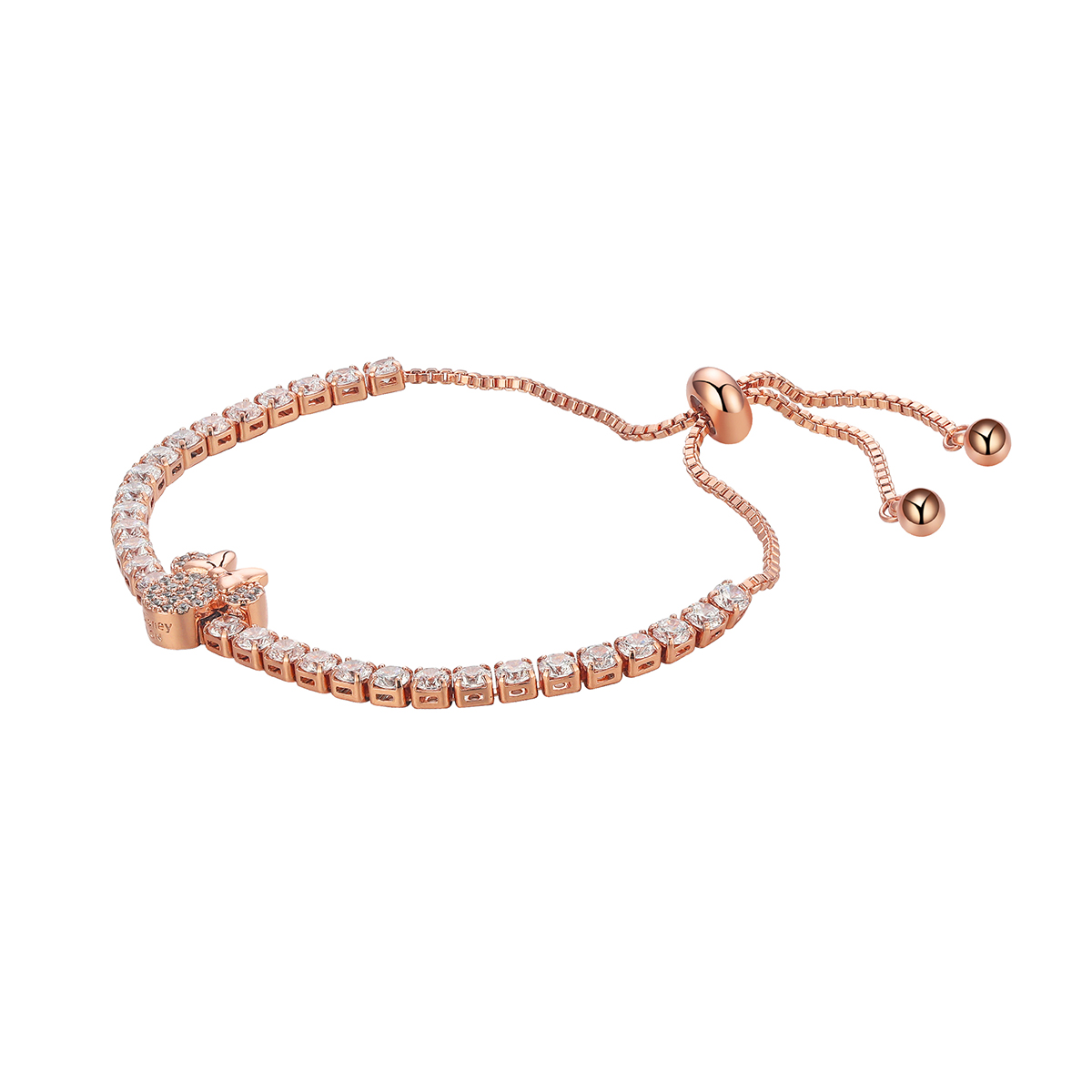 Shine Rose Gold CZ Minnie Mouse Bolo Bracelet