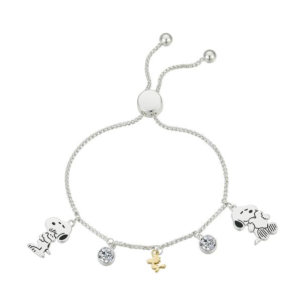 Shine Snoopy and Woodstock CZ Bolo Bracelet