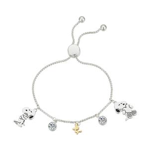 Shine Snoopy and Woodstock CZ Bolo Bracelet