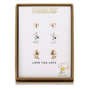 Shine 3pr. Peanuts(tm) Snoopy & Woodstock Heart Stud Earrings Set alternate view
