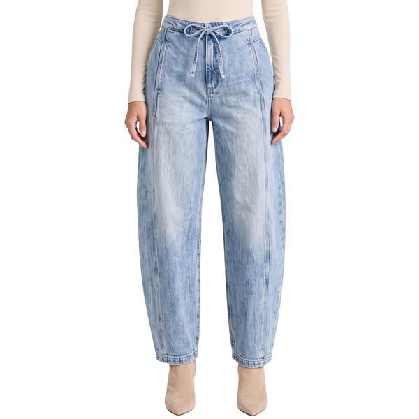 Womens Royalty Tie Waist Barrel Leg Jeans