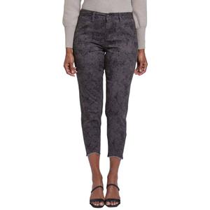 Petite Royalty Dogbite Hem Cropped Pants - Black Python