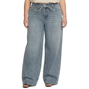 Plus Size Royalty Wide Leg Jeans with Tie Belt