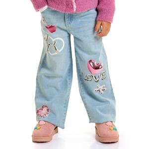Girls (4-6x) YMI(R) Bella Wide Leg Jeans w/ 3D Print Graphics