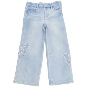 Girls (4-6x) YMI(R) Bella Butterfly Patch Wide Leg Jeans