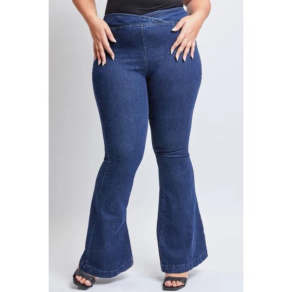 Juniors Plus YMI(R) High Rise V-Front Pull On Flare Jeans