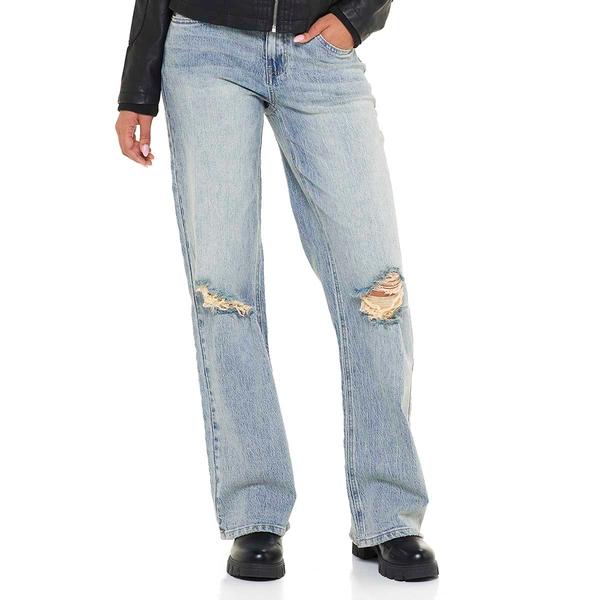 Juniors YMI(R) Distressed Low Rise Loose Wide Leg Jeans