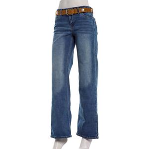 Juniors YMI(R) Britney Low Rise Wide Leg Jeans with Leather Belt