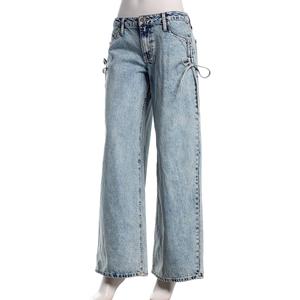 Juniors YMI(R) Mid Rise Cinch Bow Wide Leg Jeans