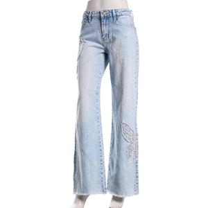 Juniors YMI(R) High Rise Wide Leg Jeans w/ Butterfly Applique