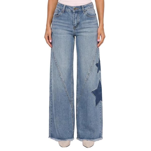 Juniors YMI(R) Wide Leg Star Studded Jeans