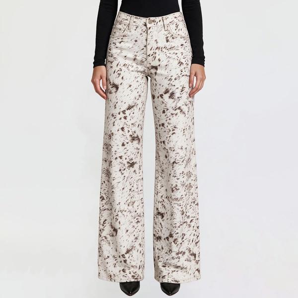 Juniors YMI High Rise Cow Print Wide Leg Jeans alternate view