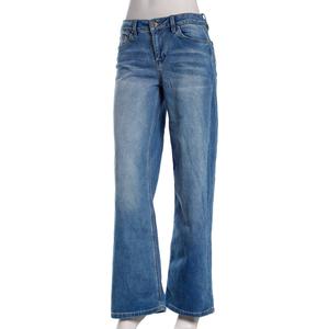 Juniors YMI(R) Low Rise Wide Leg Embroidered Butterfly Pocket Jeans