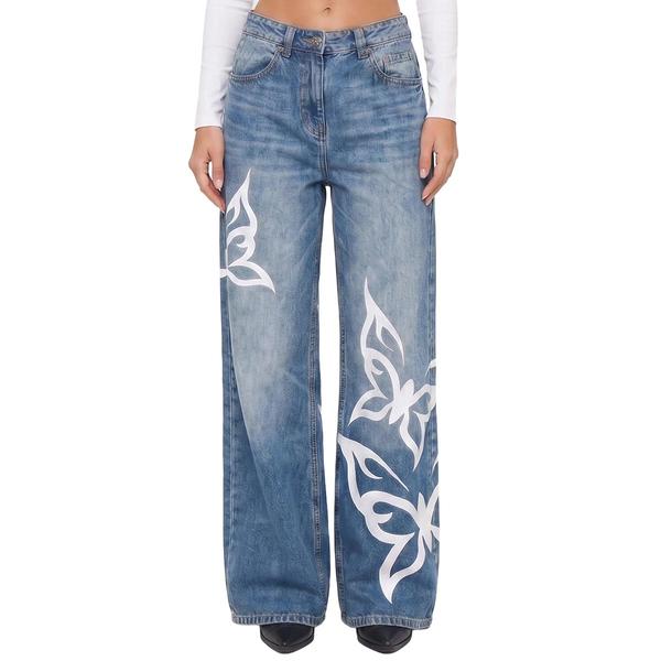 Juniors YMI(R) Joey Baggy Fit Butterfly Wide Leg Jeans