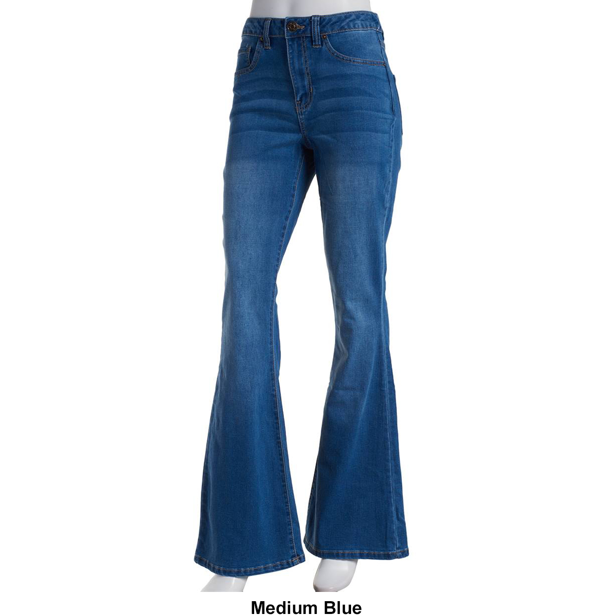 Juniors YMI(R) Basic 5 Pocket One Button Flare Jeans