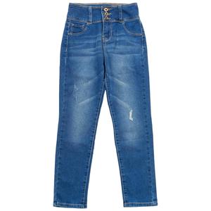Girls (7-14) YMI(R) High Rise 3 Button Faux Pocket Skinny Jeans