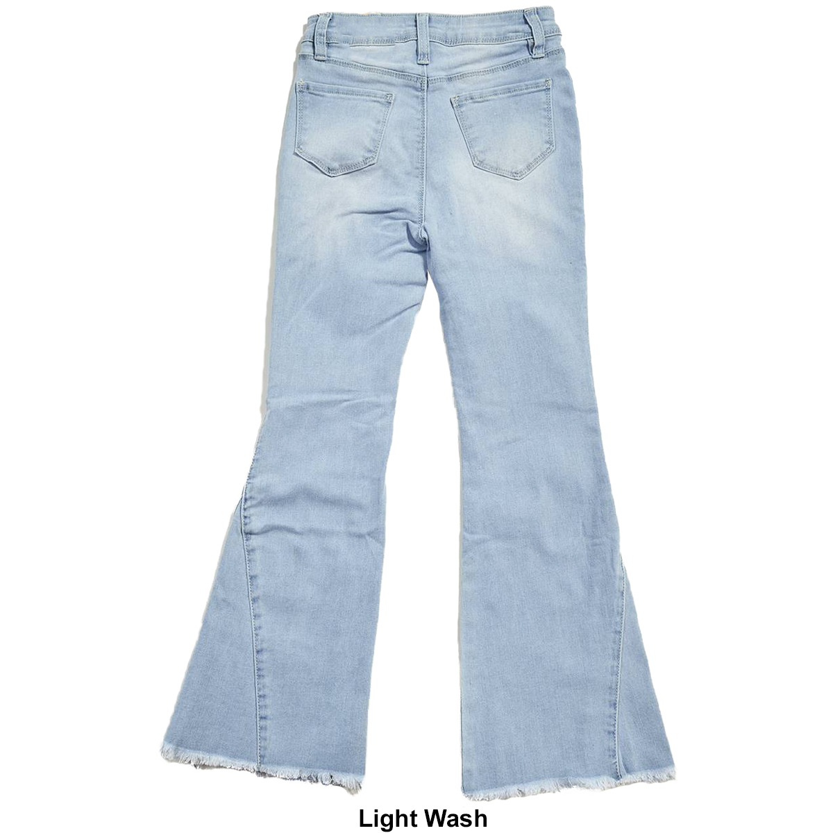 Girls (7-16) YMI(R) 1-Button High Rise Flared Raw Hem Jeans