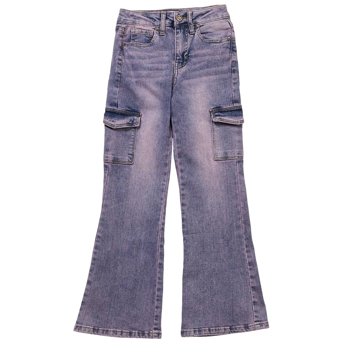 Girls (7-14) YMI(R) Tinted Denim Cargo Flared Jeans