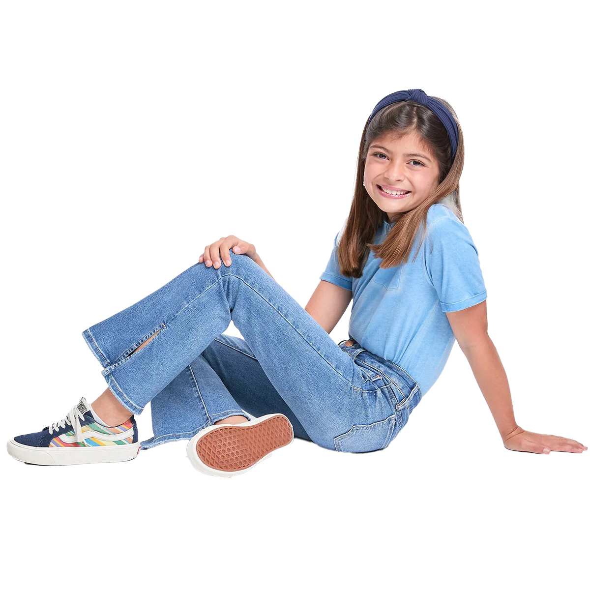 Girls (7-14) YMI(R) Basic 4 Pocket Flared Leg Patch Pocket Jeans