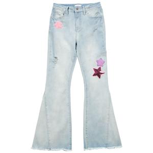 Girls (7-14) YMI(R) Gigi Flare Jeans with Chenille & Sequin Stars