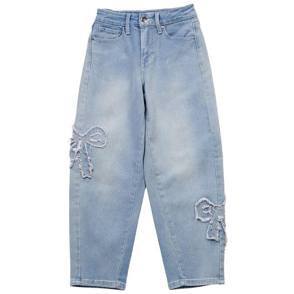 Girls (7-14) YMI(R) Distressed Bow Barrel Jeans