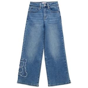 Girls (7-14) YMI(R) Distressed Teddy Bear Wide Leg Jeans