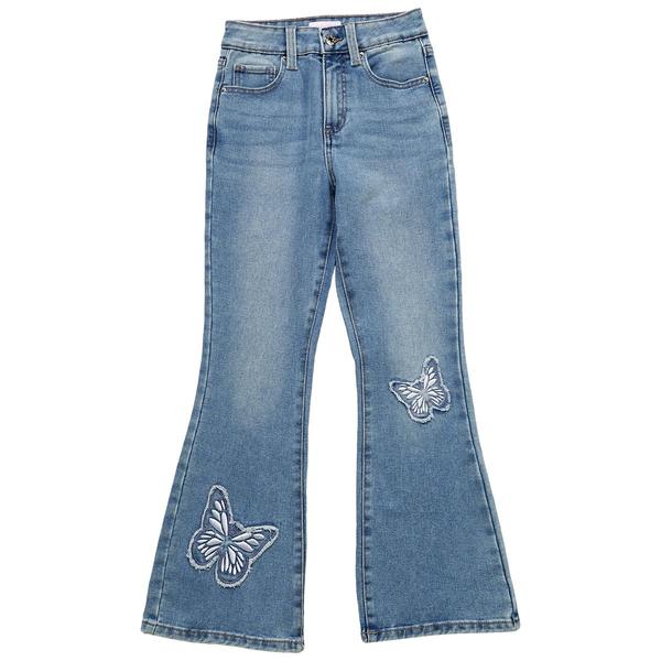 Girls (7-14) YMI(R) Flare Jeans w/ Butterfly Patches