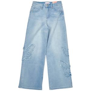 Girls (7-14) YMI(R) Wide Leg Butterfly Patch Jeans