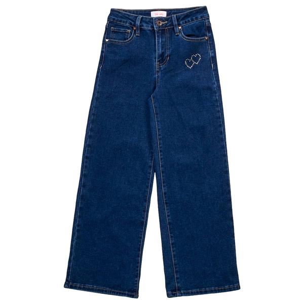 Girls (7-14) YMI(R) Girl Rhinestone Heart Wide Leg Jeans